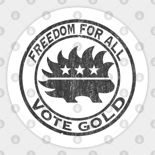 Libertarian Porcupine Freedom For All Logo Vote Gold - Black Sticker by Tatted_and_Tired